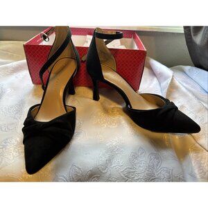 Kelly & Katie Emagray Black Microsuede Pointed Toe Ankle Strap Pumps 7 M NEW